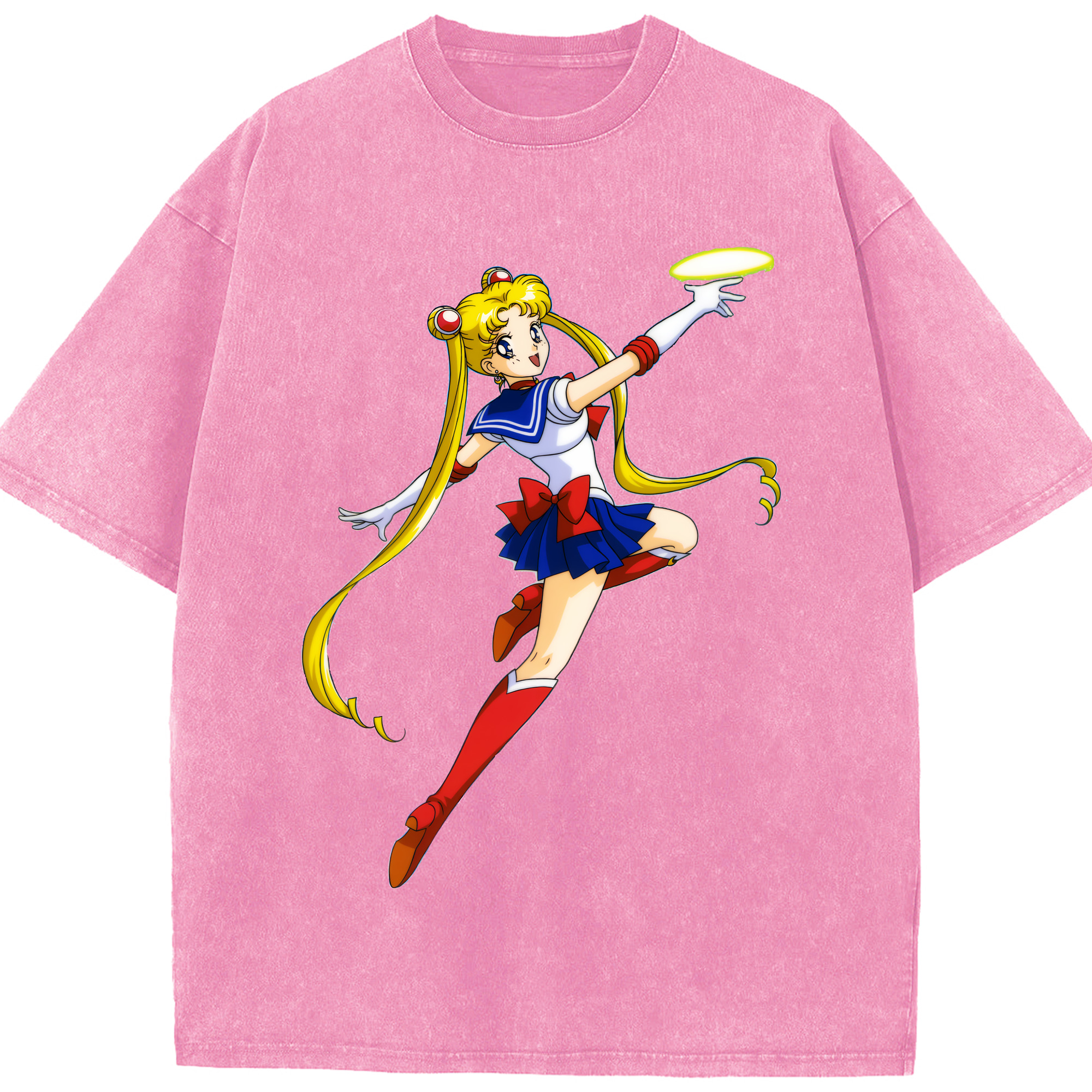 （画像用） 美少女戦士セーラームーン 月野 うさぎ つきの うさぎ Sailor Moon Tsukino Usagi 綿100% ヴィンテージ風 半袖Tシャツ（フロントプリント）